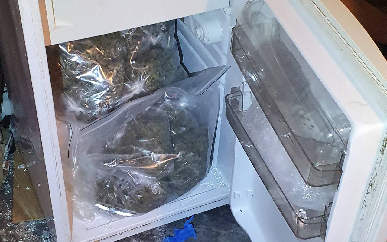 Tüten mit Drogen in einem Kühlschrank