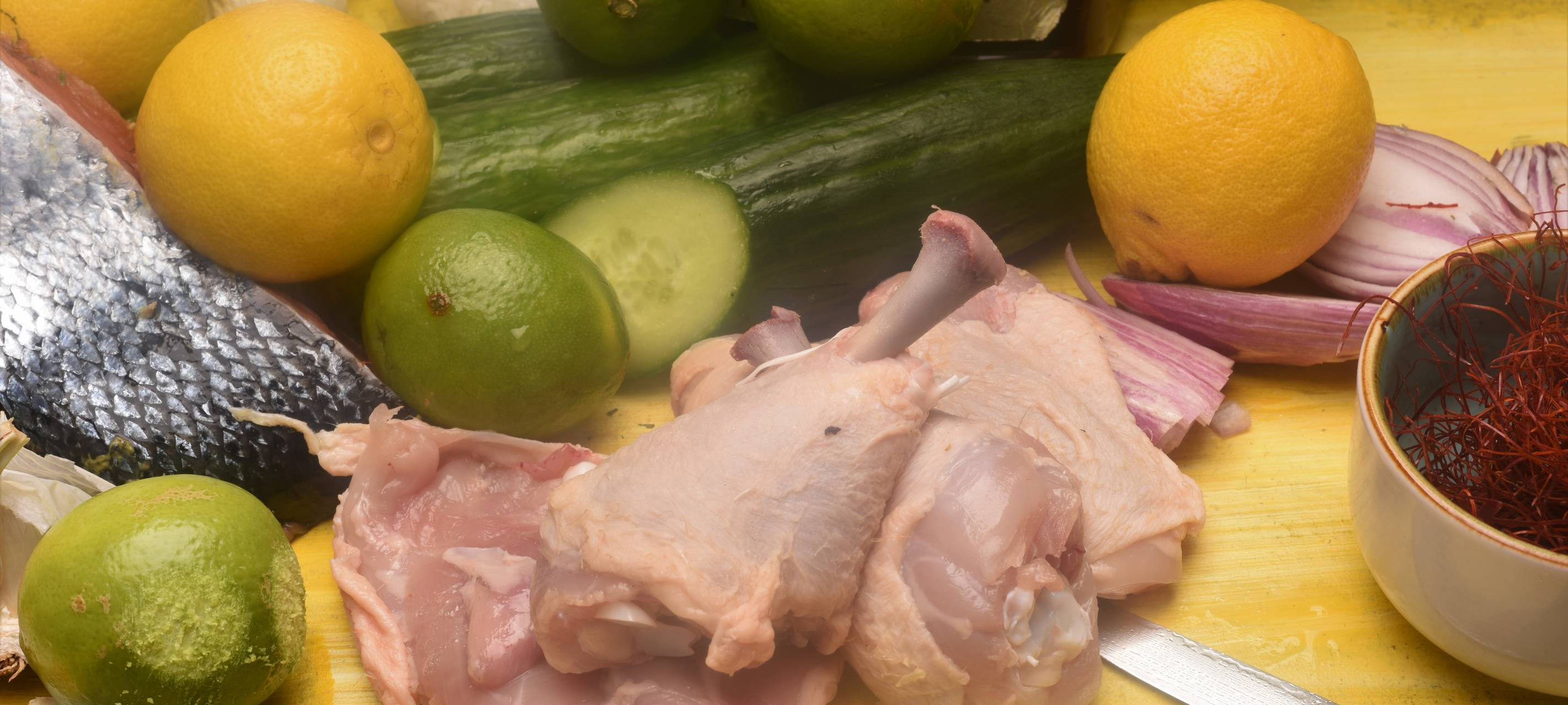 Surf & Turf - Lachs und Hähnchen mit Limonen-Orangen-Chutney