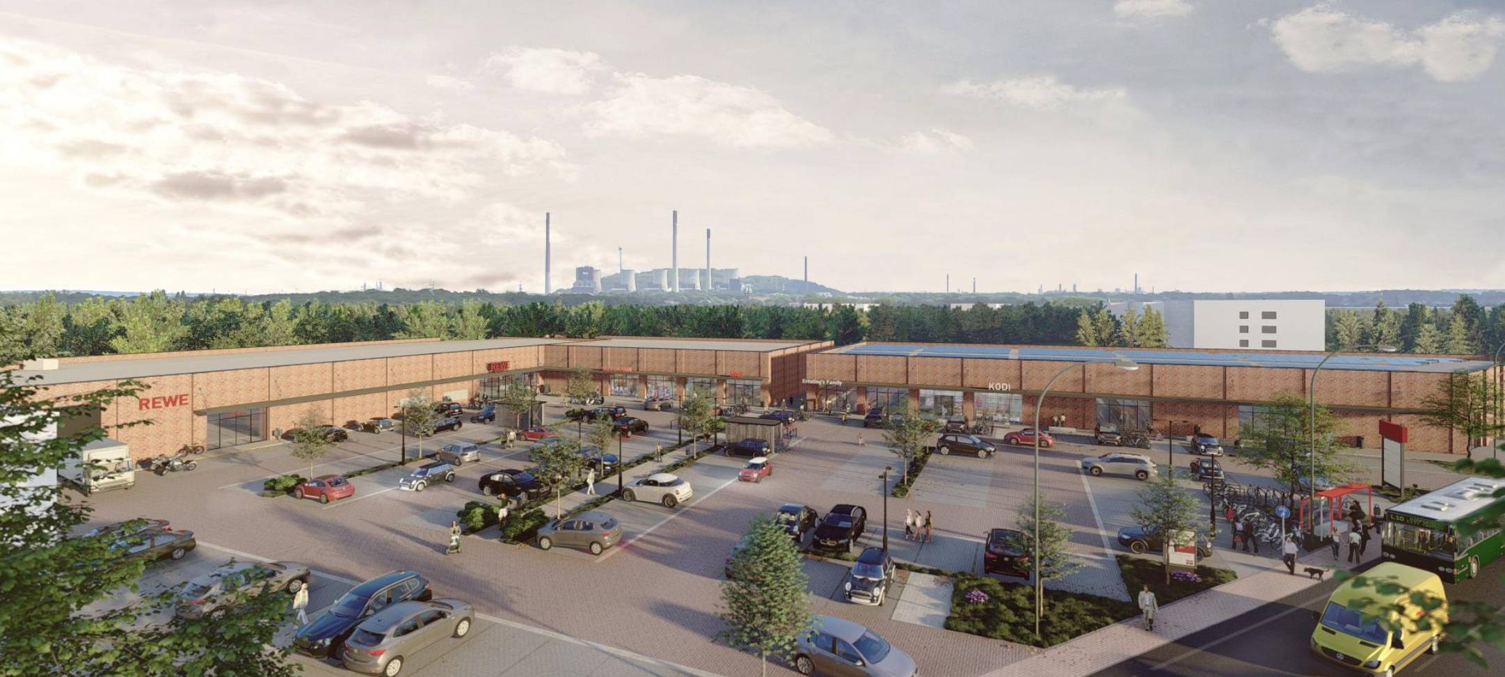 Visualisierung des neuen Geschäftszentrums an der Schwechater Straße 38 in Gladbeck