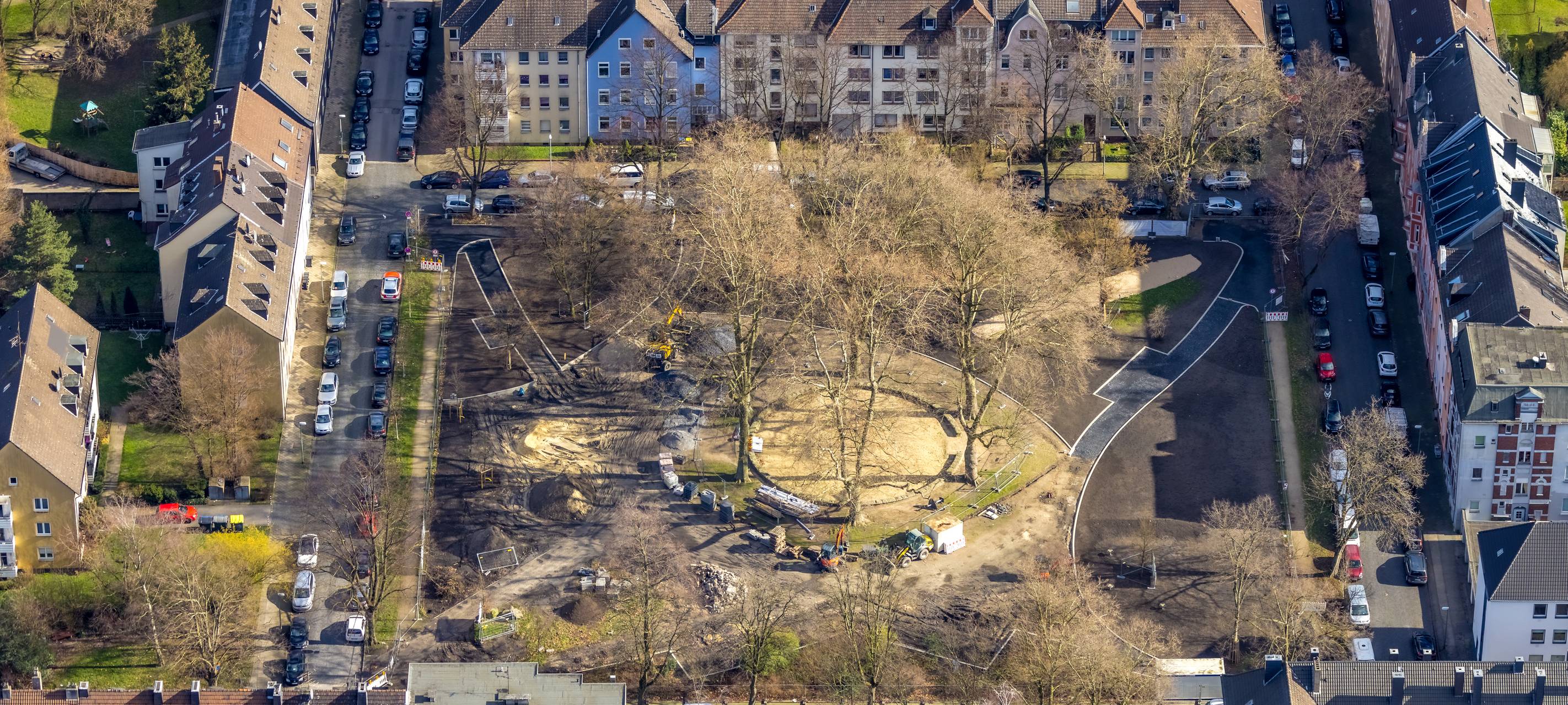 Der Möntingplatz in Gelsenkirchen-Schalke aus der Luft