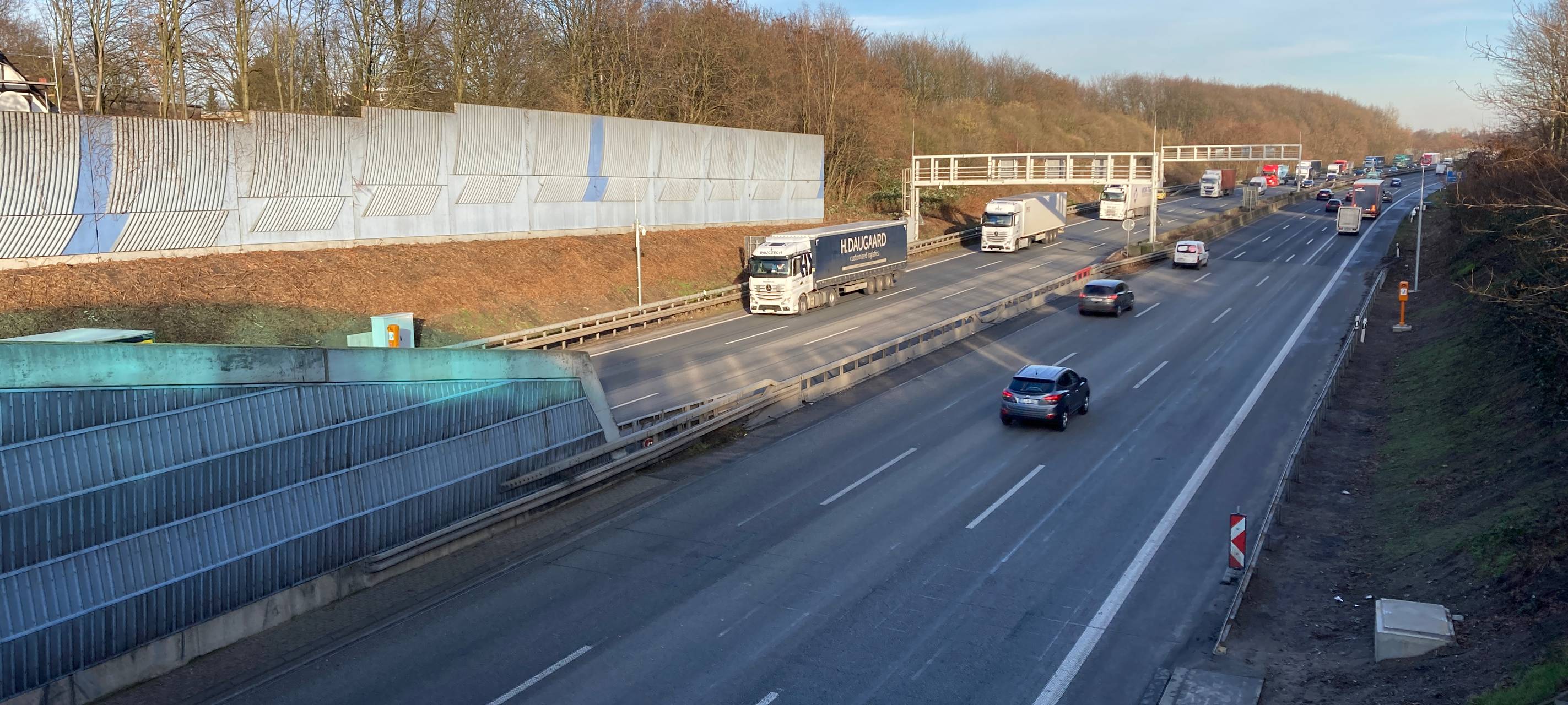 Bisherige Lärmschutzwand an der A2 in Gelsenkirchen-Erle