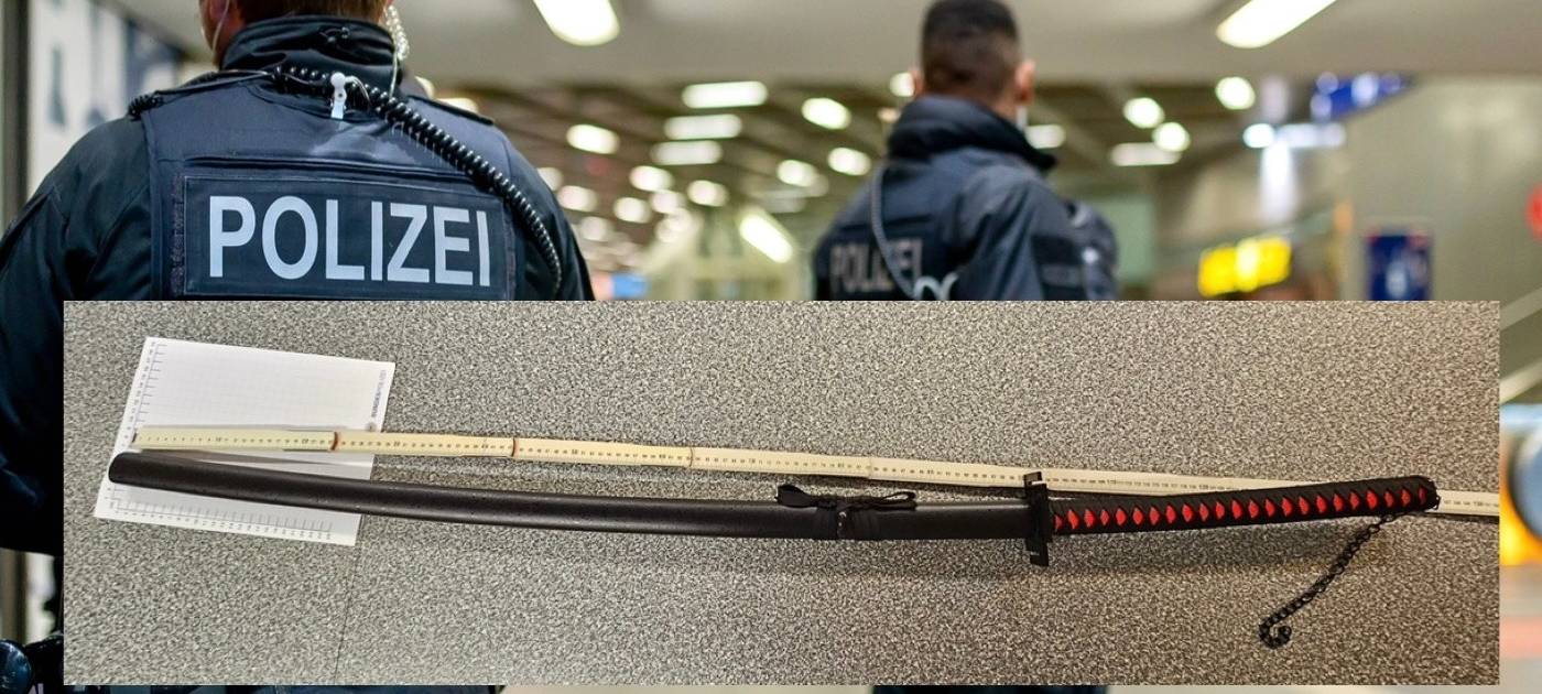 Verbotenes Schwert im Gelsenkirchener Hauptbahnhof