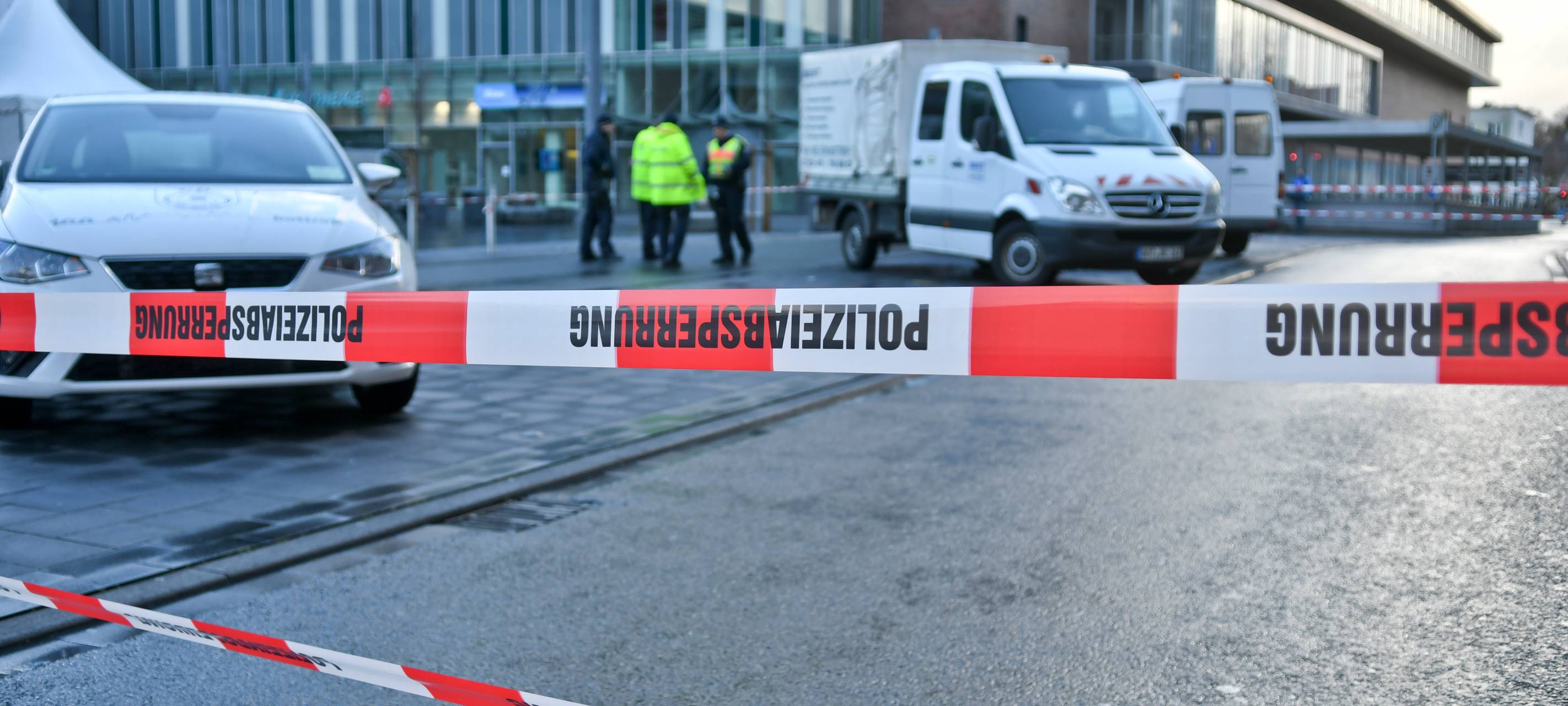 Der Berliner Platz in Bottrop nach der Attentatsfahrt an Silvester 2018/2019