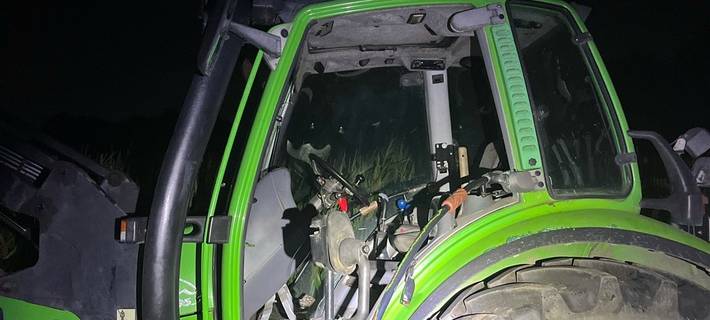 Der entwendete und schließlich zurückgelassene Traktor.