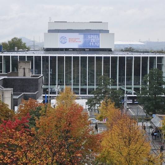 Das Musiktheater im Revier in Gelsenkirchen, fotografiert vom neuen Hans-Sachs-Haus