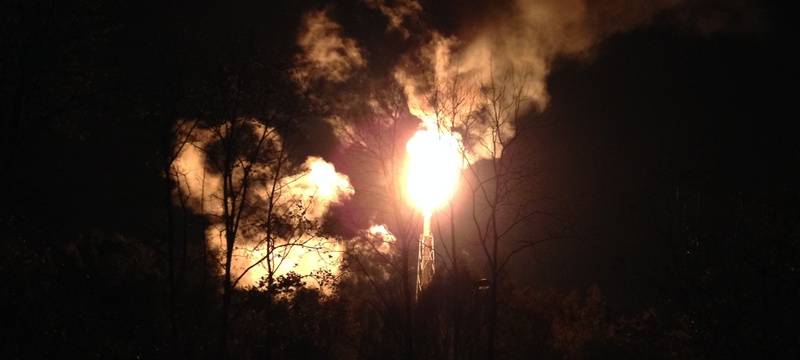 Abfackeln bei BP in Gelsenkirchen-Scholven.