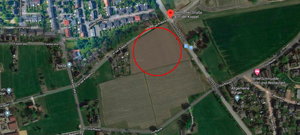 Ein Screenshot von einer Karte mit der markierten Stelle.