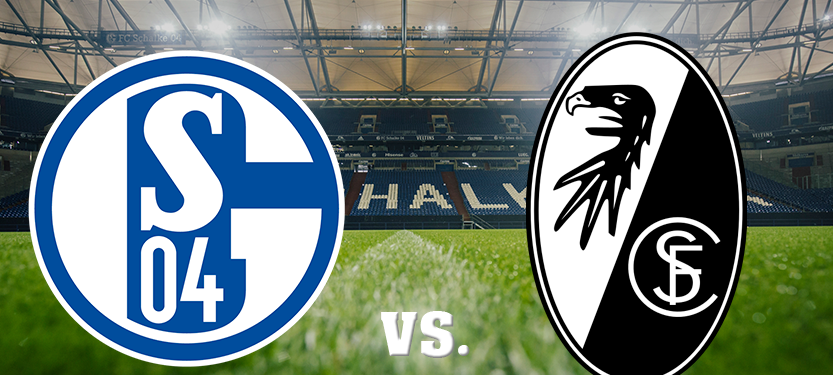 Eine Grafik mit den Vereinslogos von Schalke und Freiburg.