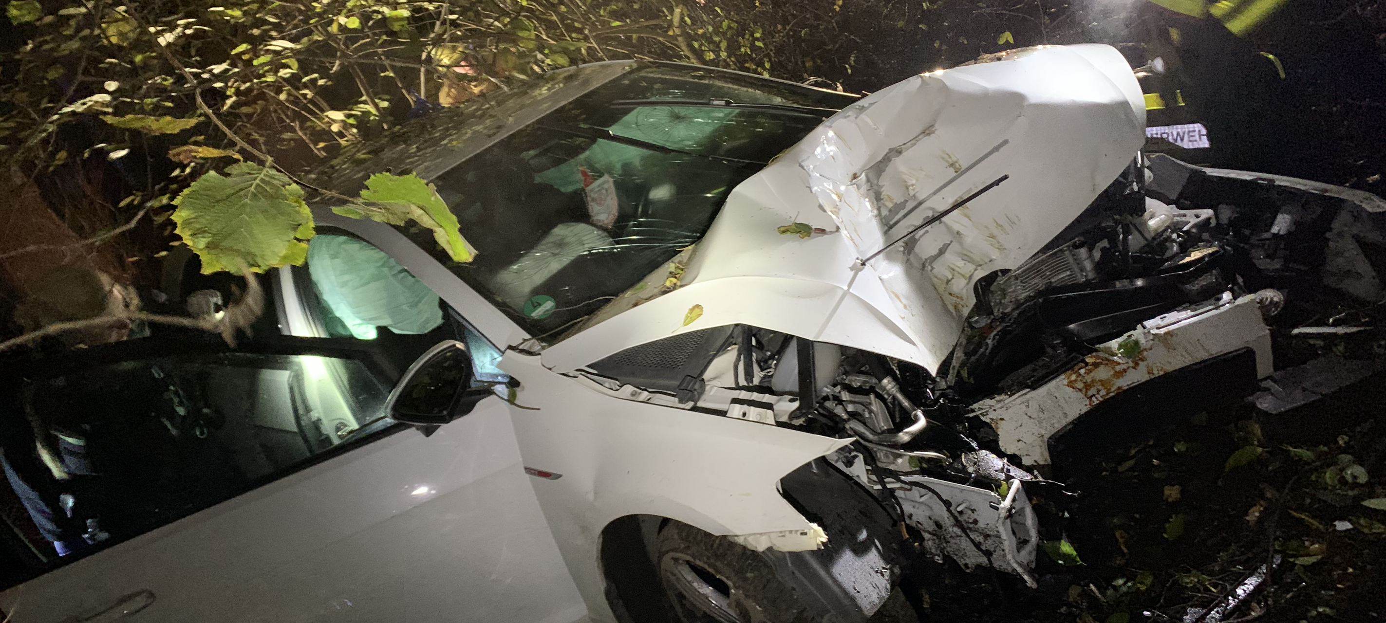 Schwerer Verkehrsunfall: Autofahrer prallt gegen einen Baum