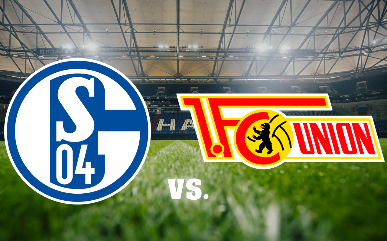 Die Logos der beiden Vereine Schalke und Union Berlin. 