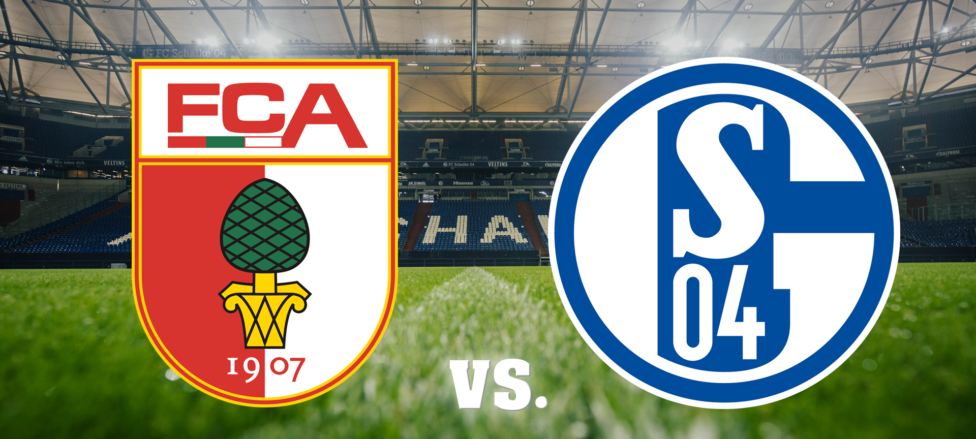 Zu sehen ist eine Grafik mit den Vereinswappen von Augsburg und Schalke