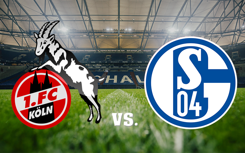 Die beiden Vereinslogos von Schalke und Köln, die am Wochenende gegeneinander antreten.