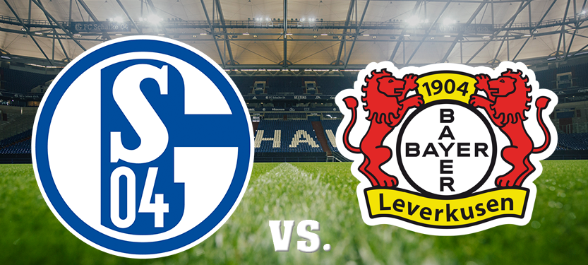 Die beiden Vereinslogos von Schalke und Bayer Leverkusen.