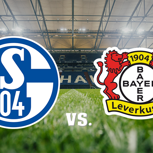 Die beiden Vereinslogos von Schalke und Bayer Leverkusen.