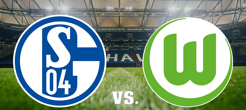 Die beiden Vereinslogos von Schalke und Wolfsburg,
