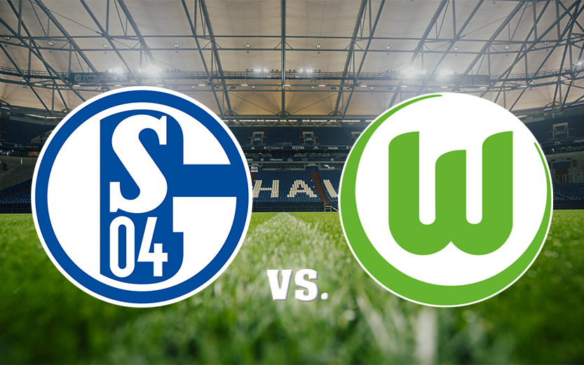 Die beiden Vereinslogos von Schalke und Wolfsburg,