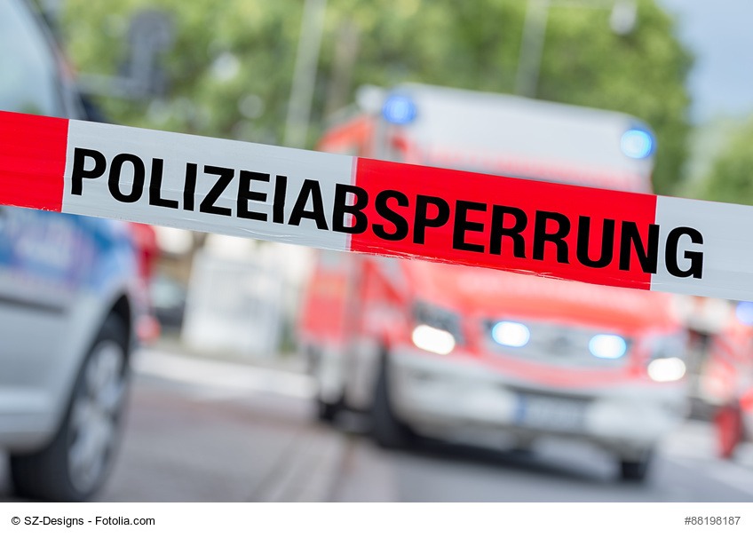 Polizeiabsperrung an einem Unfall