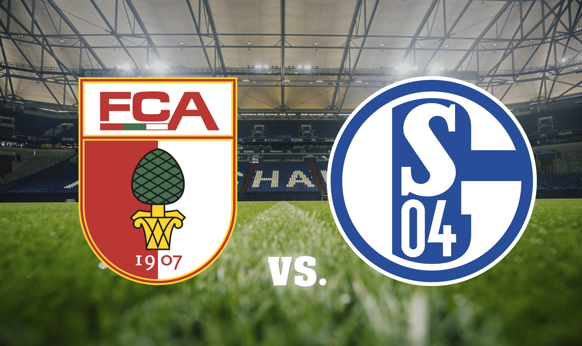 Zu sehen ist eine Grafik mit den Vereinswappen von Augsburg und Schalke